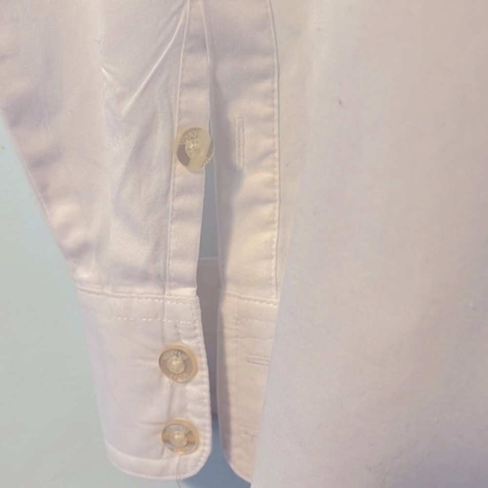 Vineyard Vines White Cotton Ruffle Front Button Shirt Size 2 - Picture 4 of 8